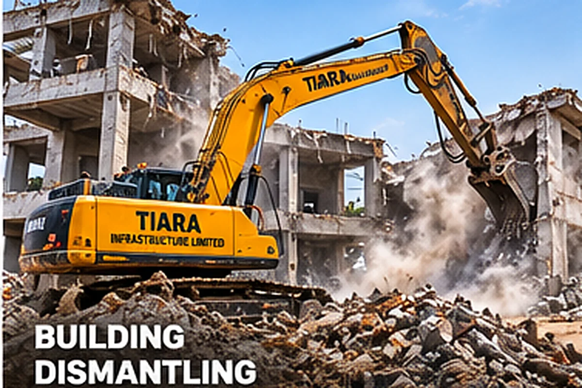 Illustration of building demolition work in Gujarat
