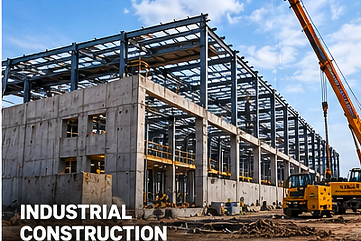 Illustration of industrial construction work in Gujarat