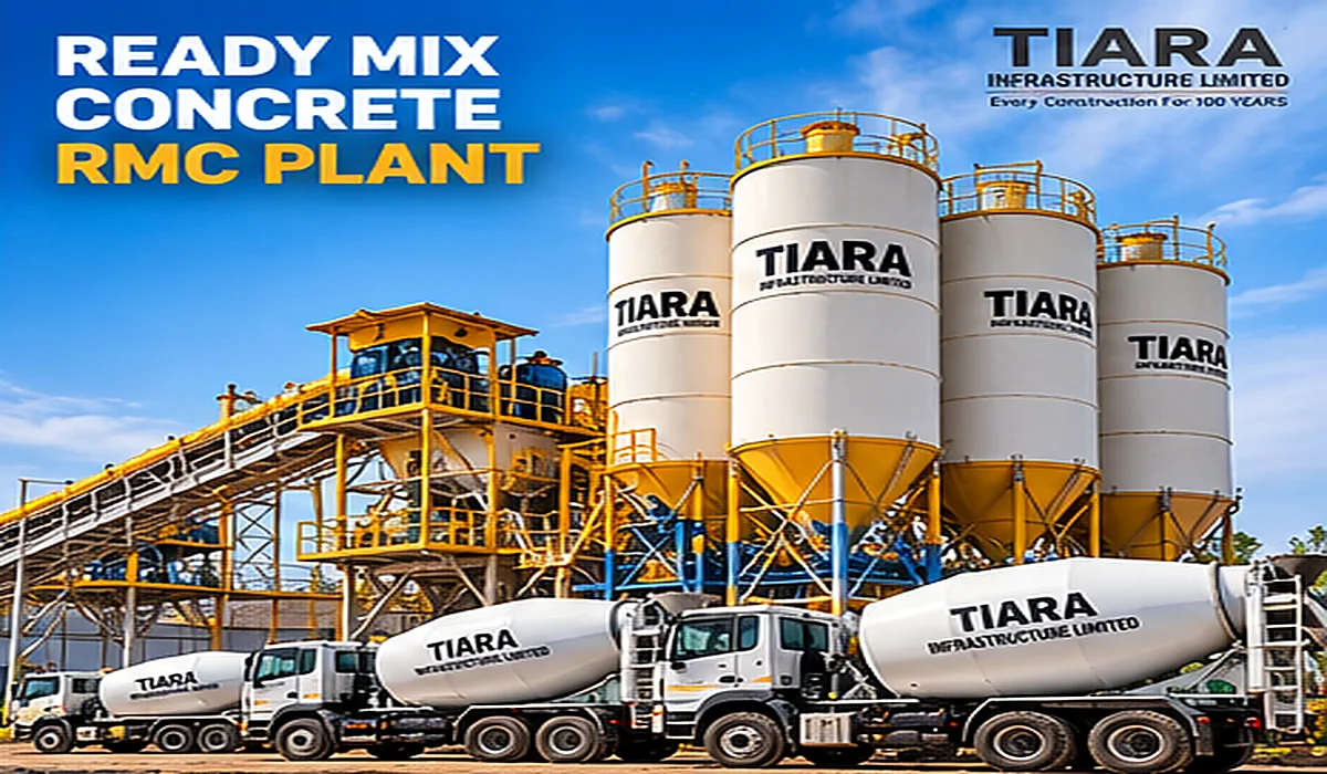 Concept illustration of an RMC plant available for project-site rental in Gujarat