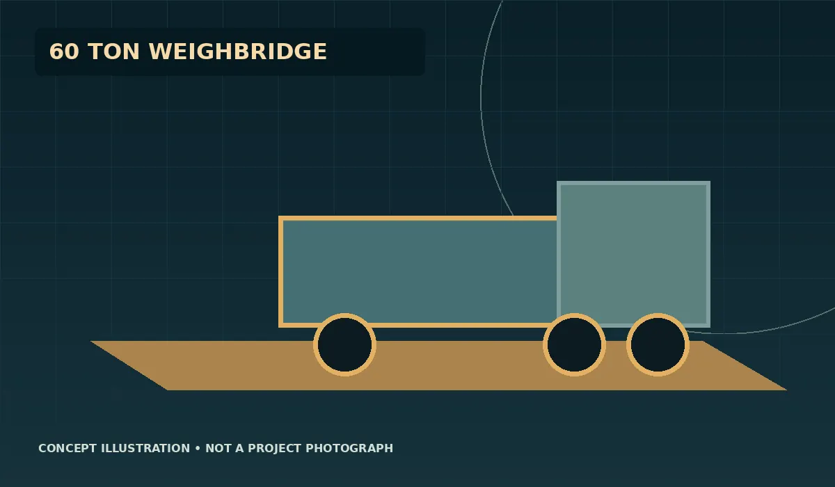 Concept illustration of a truck on a 60 ton weighbridge in Gujarat